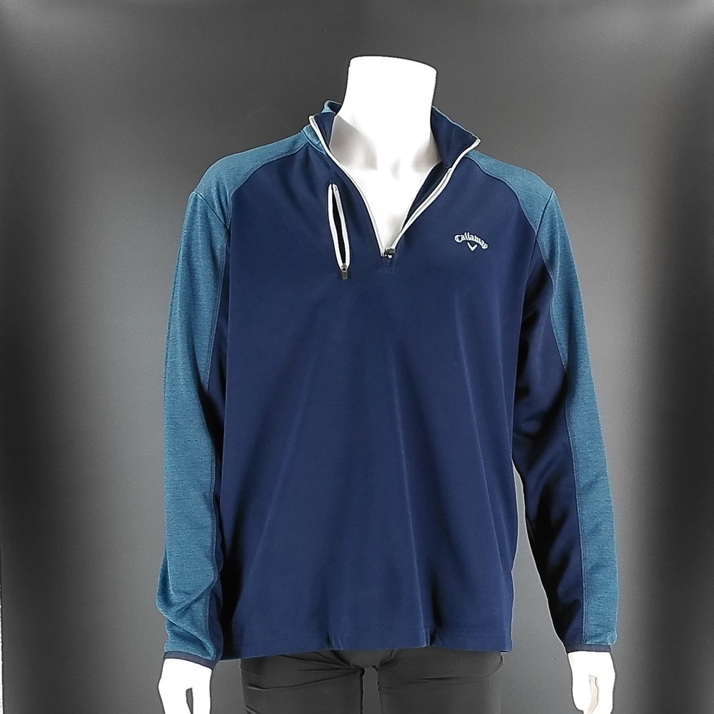 Callaway Mens Quarter Zip Pullover Blue Two Tone Golf Jacket Large A4520